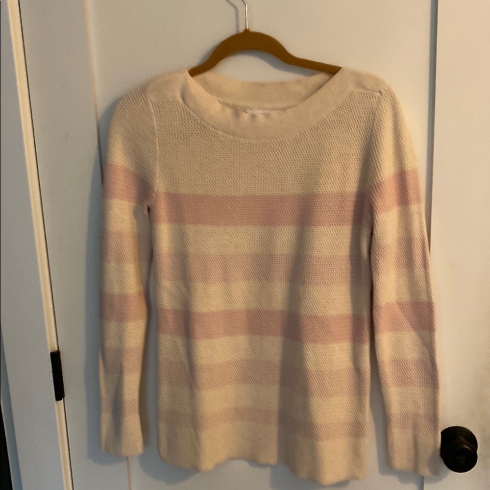 Market & Spruce Pink and Cream Crew Neck Sweater